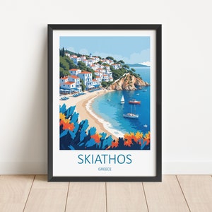 Stampa di viaggio Skiathos - Arte murale Skiathos Grecia Regalo per amanti dell'arte Decorazione per la casa Grecia Poster Arazzo greco Luna di miele Anniversario di matrimonio