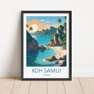 Impression de voyage à Koh Samui - Art mural thaïlandais, affiche de Koh Samui, impression d'art thaïlandaise, cadeau pour amateur d'art, décoration d'intérieur, tenture murale en Thaïlande, cadeau d'anniversaire