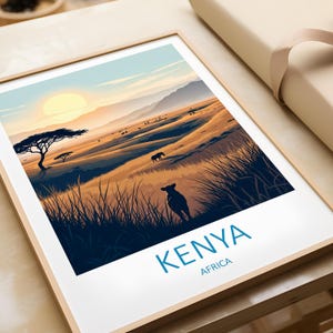 Kenya Travel Print, Kenya Safari, African Wall Art, Kenya Wall Print, African Safari Gift, Travel Poster, Kenyan Decor, Masai Mara, Birthday