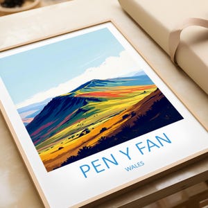 Pen Y Fan Wales Travel Print: Brecon Beacons National Park Art