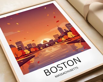 Boston Poster - Massachusetts Travel Print Minimalist Style Wall Art illustration
