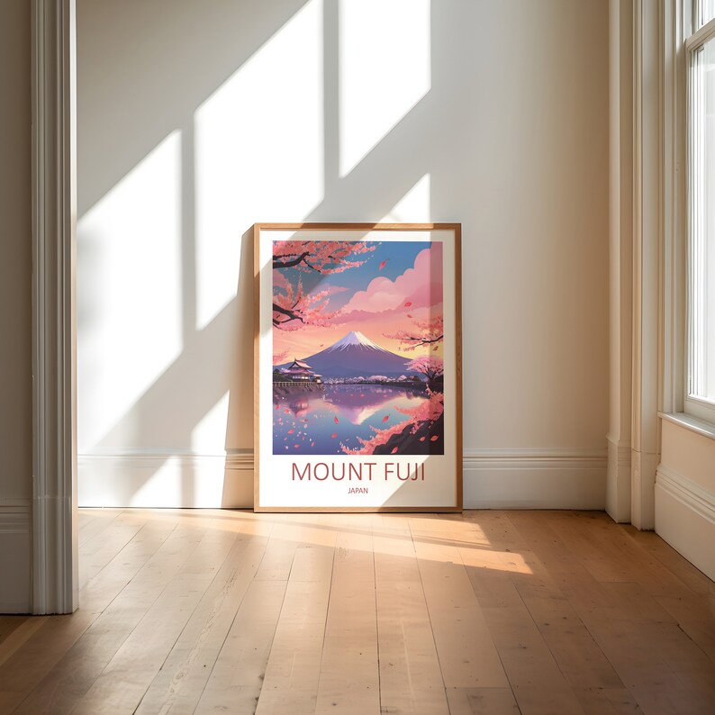 Mount Fuji Japan Art Print, Cherry Blossom Landscape - Etsy