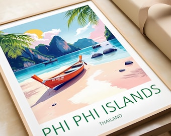 Reisafdruk Phi Phi-eilanden Thailand: muurkunst kust