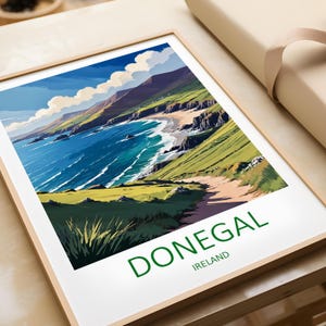 Donegal Travel Print - Wandkunst Donegal Irland Geschenke für Kunstliebhaber Irish Prints Wohnkultur Wandbehang Donegal Irland Poster Geburtstag