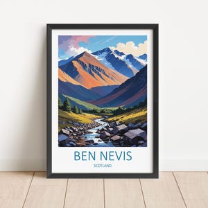 Impression du Ben Nevis, impression de voyage en Écosse, estampes écossaises, art mural Ben Nevis, Highlands écossais, cadeau de voyage en Écosse, art mural montagne