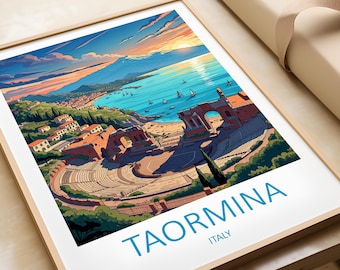 Taormina Italy Travel Poster – Sicily Wall Art Print