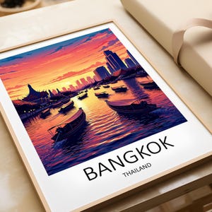 Bangkok Travel Print - Wall Art Bangkok Thailand Gift Art Lover Bangkok Poster Illustration Thailand Print Home Decor Wall Hanging Bangkok