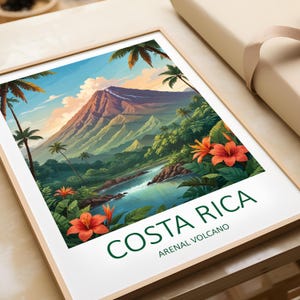 Costa Rica Travel Print - Wall Art Arenal Volcano Costa Rica Poster Tropical Print Home Decor Gifts Art Lover Travel Wall Hanging Wedding