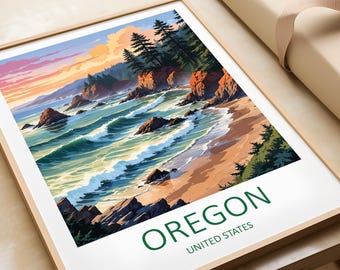 Oregon Coast Art Print - Pacific Ocean Landscape, Coastal Wall Art