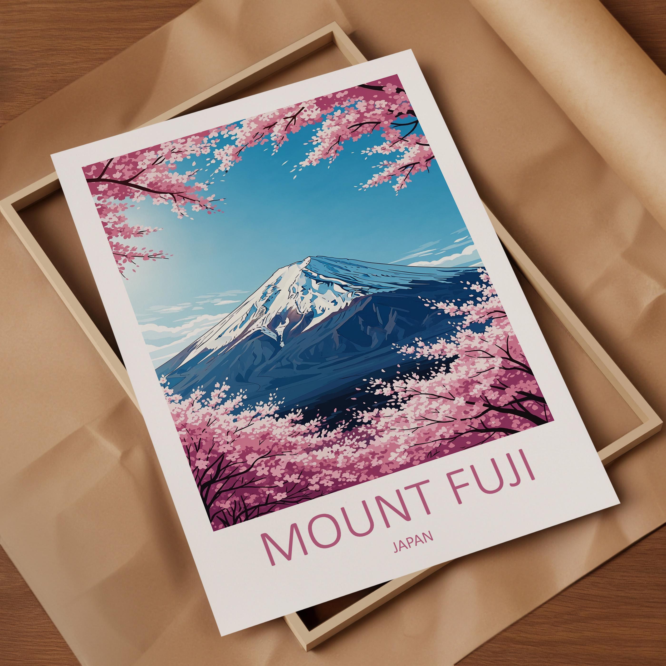 Mount Fuji Japan Print: Cherry Blossoms, Snow-capped Mountain