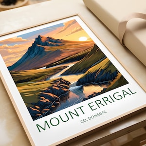 Mount Errigal Poster: Donegal Irland Reiseposter, Irish Home Decor