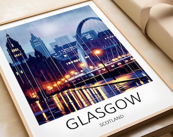 Glasgow Scotland Art Print – Cityscape Travel Poster