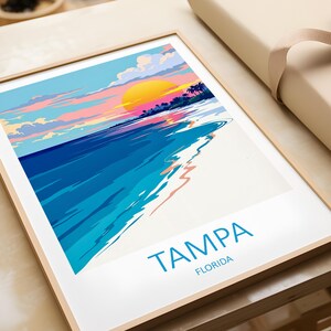 Tampa Floryda Podróż Wydruk - Wisząca na ścianie Tampa Art Lover Prezent Floryda Plaża Wystrój domu Floryda Plakat Tampa Bay Rocznica ślubu Prezenty
