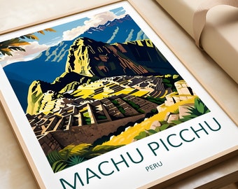 Machu Picchu Reisekunstdruck: Peru-Landschaft im Vintage-Stil (nur Druck)