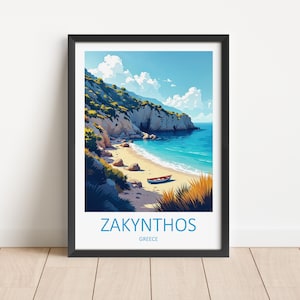Stampa di viaggio di Zante - Poster di viaggio per amanti dell'arte murale di Zante, Grecia, decorazione per la casa, poster di Zante, regalo di compleanno