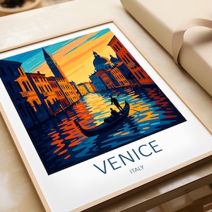 Venice Travel Print - Venice Wall Art Italy Wall Hanging Home Decor Venice Poster Italy Art Lovers Gift St Mark&#39;s Square Venice Gondola