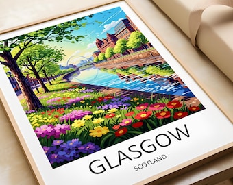Glasgow Scotland Travel Print: Cityscape Wall Art
