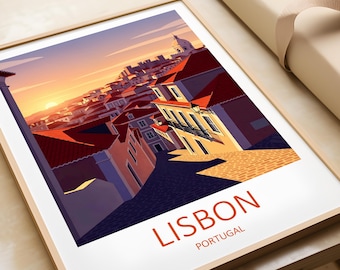 Lisbon Print - Portugal Travel Poster Cityscape illustration
