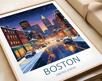 Boston Travel Poster: Massachusetts City Art Print