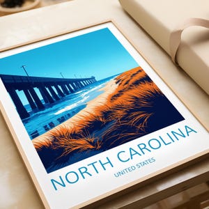North Carolina Travel Print - Wall Art North Carolina United States Birthday Present North Carolina Poster Art Lover Gift Outer Banks