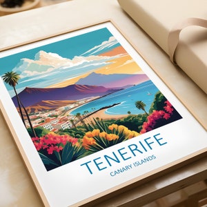 Tenerife Travel Print - Wall Art Tenerife Canary Islands Art Lovers Gift Spain Print Tenerife Poster Home Decor Birthday Present Wedding