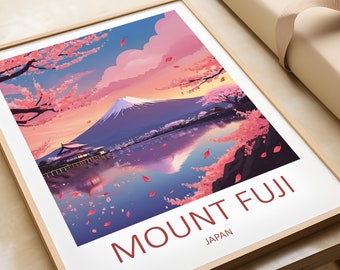Mount Fuji Japan Art Print, Cherry Blossom Landscape