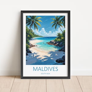 Malediven Reise Print - Wand Kunst Malediven Kunst Liebhaber Geschenk Malediven Poster Tropischer Strand Print Hochzeit Flitterwochen Jahrestag Geschenk Geburtstag
