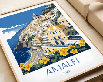 Amalfi Coast Italy Print: Travel Poster, Coastal Wall Art