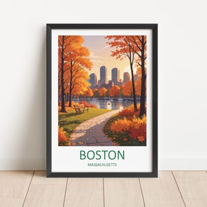Impressão de viagem de Boston - Arte de parede Boston Massachusetts Pôster Decoração para casa Amante da arte Presente Pôster de viagem Boston EUA Pendurado na parede Presente de casamento