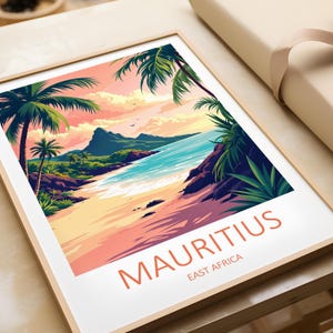 Mauritius Art Print, Africa Wall Art, Mauritius Artwork, Indian Ocean, Mauritius Travel Print, Honeymoon Gift, Tropical Beach Art, Wedding