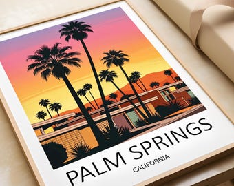 Palm Springs Print Retro Travel Poster