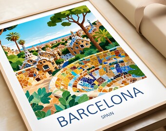 Barcelona Print: Park Güell, Spanien Poster