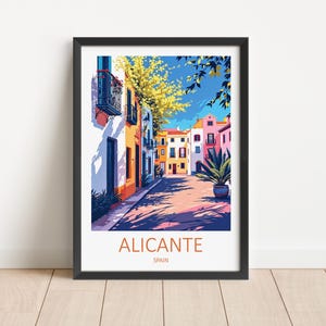 Stampa di viaggio Alicante - Arte murale Alicante Spagna Regalo di compleanno Regalo per amanti dell'arte Stampa artistica colorata Poster Alicante Spagna Appeso a parete