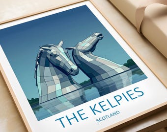 The Kelpies Print - Scotland Travel Poster
