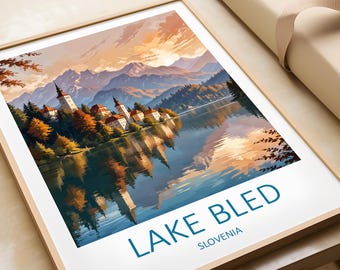 Bleder See Slowenien Reiseplakat: Archival Print für Kunstliebhaber