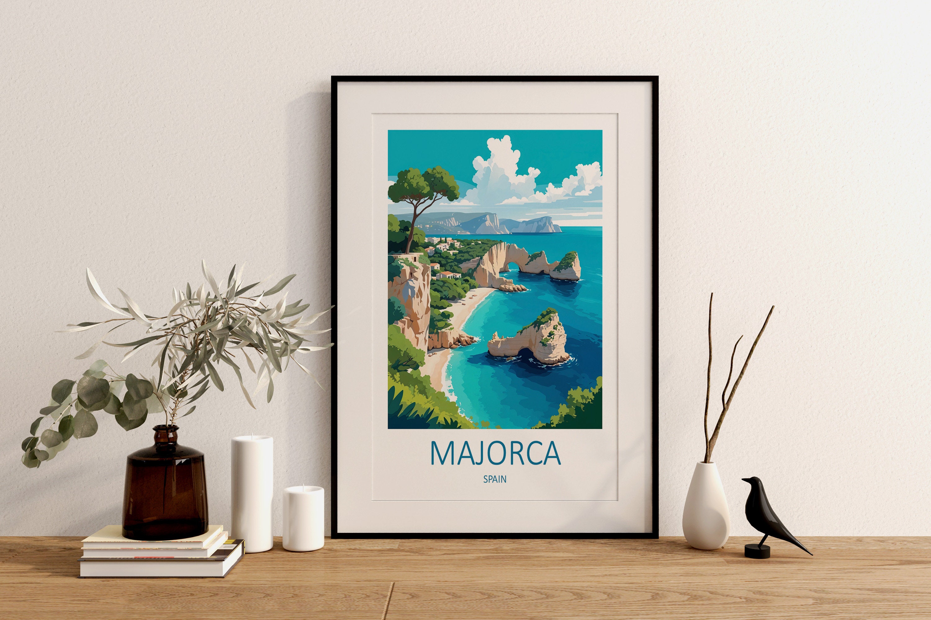 Majorca Travel Poster: Spain Wall Art Print - Etsy UK