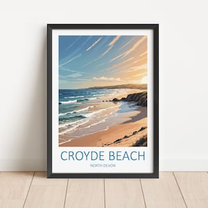 Croyde Beach Reisedruck, Croyde Bay, Devon Druck, Croyde Bay Poster, Nord Devon, Croyde Druck, Croyde Strand, Reise-Wandkunst, Stranddruck