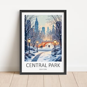 Impression de voyage Central Park à New York - Art mural Décoration d'intérieur de Central Park, affiche de New York, cadeau pour amateur d'art, décoration murale d'hiver à New York, mariage