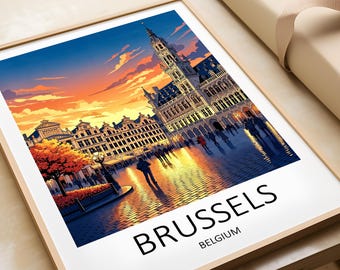 Brussels Travel Print, Belgium Home Decor Wall Art