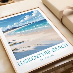 Luskentyre Beach Travel Print - Wall Art Luskentyre Beach Isle of Harris Art Lovers Gift Wedding Present Scotland Poster Beach Landscape