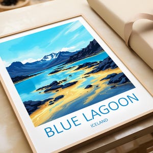 Blue Lagoon Iceland Travel Print - Iceland Wall Art Blue Lagoon Anniversary Gift Iceland Print Travel Poster Hanging Wall Decor Home Art