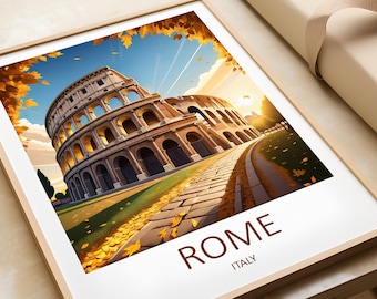 Rome Italy Travel Poster: Colosseum Print, Home Decor Wall Art