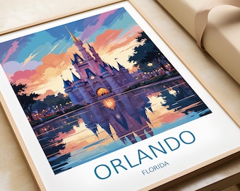 Orlando Travel Print - Wall Art Florida Orlando Poster Art Lover Gifts United States Print Home Decor Birthday Present Orlando Wall Hanging