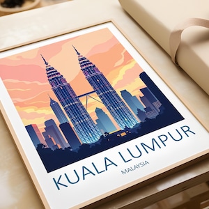 Kuala Lumpur Print: Petronas Towers, Malaysia Travel Poster