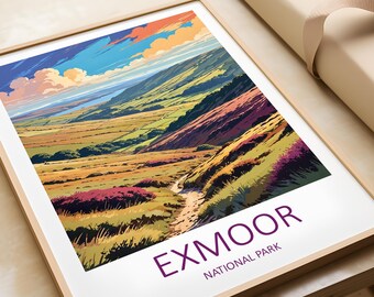 Impressão de viagem do Parque Nacional de Exmoor: Arte de parede com paisagem