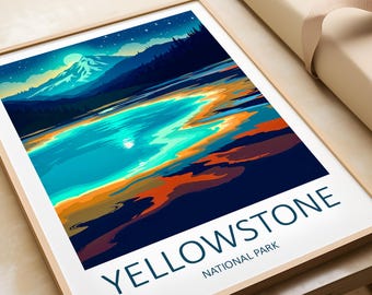 Yellowstone National Park Travel Poster – Landscape Wall Art Print