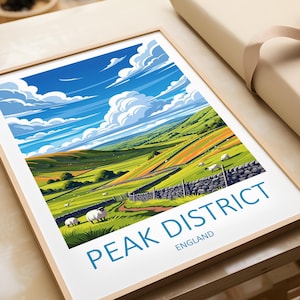 Peak District Travel Print - Peak District National Park Poster Home Decor Derbyshire Wall Art Peak District Art Lover Gift Wedding Present