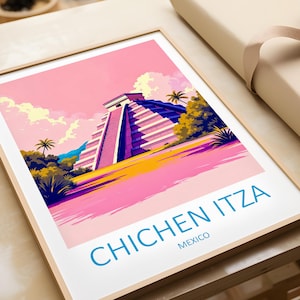 Chichén Itzá Travel Print - Wall Art Chichén Itzá Honeymoon Gift Art Lover Mexico Poster Chichen Itza Wall Hanging Birthday Present Wedding