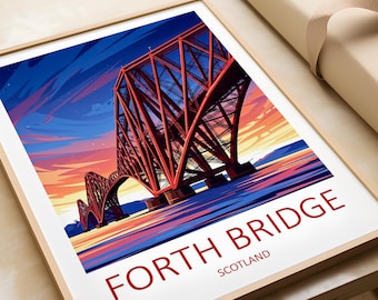 Forth Bridge Print - Scotland Travel Poster Large Wall Art a2 a3 a4
