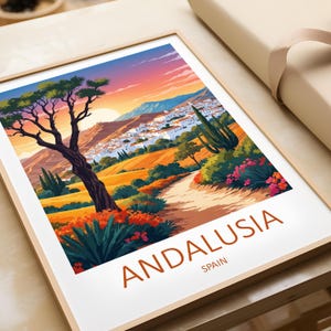Andalusia Travel Print - Wall Art Andalusia Spain Travel Lovers Art Gift Andalusian Prints Spanish Wall Decor Home Poster Andalucia Birthday